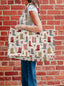 Daisy Boots Linen Quilted Tote