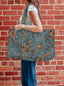 Natalie Floral Teal Quilted Tote