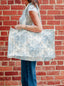 Rose Toile Blue Quilted Tote